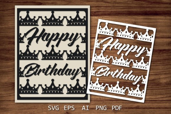 Birthday Card Paper Cut SVG, Paper Cat