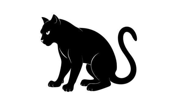 Black Cat Silhouette Sitting SVG