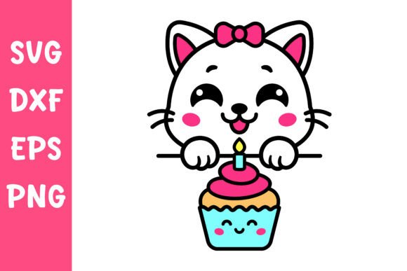 Cat Birthday SVG Cute Cat Cut File