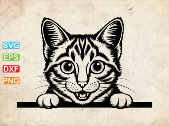 Cat Face Peeking Svg, Kitten Clipart