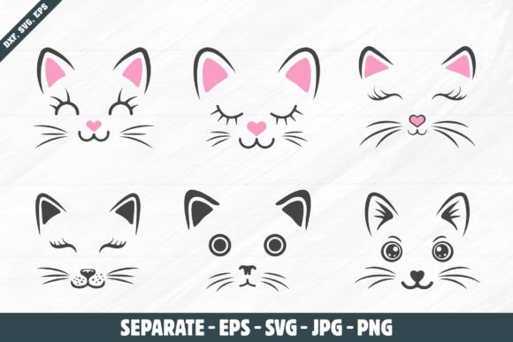 Cat Face Svg, Cute Cat Face Silhouette