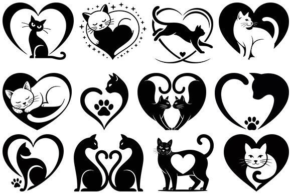 Cat Heart Svg, Cat Lover Svg Bundle