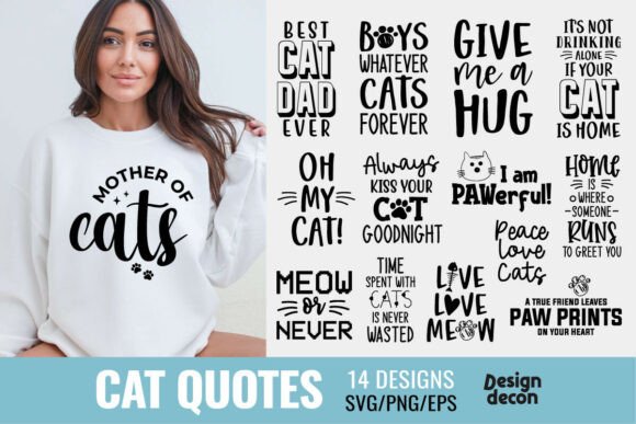 Cat Quotes SVG PNG Bundle