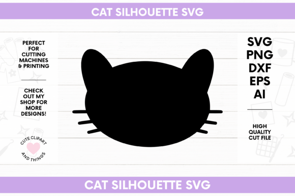 Cat Silhouette SVG Cat Face SVG