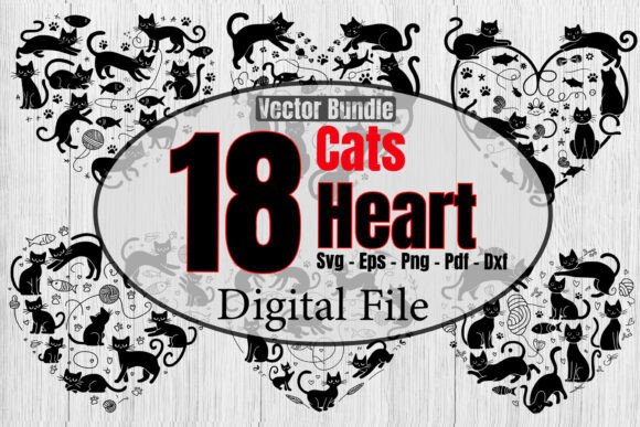 Cats Heart Svg Bundle, Cute Cat Lover Svg