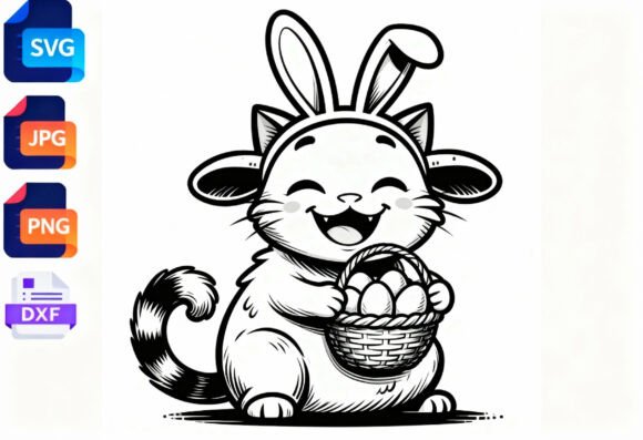 Cute Cat Easter Bunny SVG Clipart