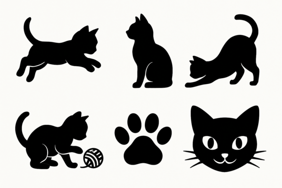 Cute Cat Silhouettes SVG Bundle
