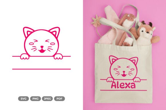 Cute Cat Split Border SVG Clipart