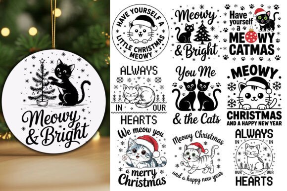 Cute Christmas Cat Design Svg