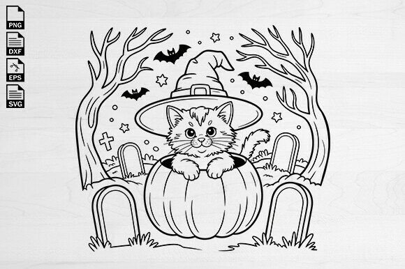 Cute Halloween Cat in Pumpkin SVG