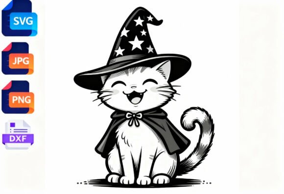 Cute Witch Cat Halloween SVG