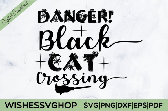 Danger Black Cat Crossing SVG PNG
