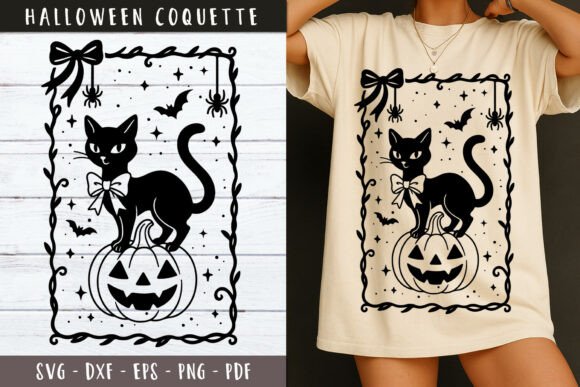 Halloween Black Cat with Bow SVG