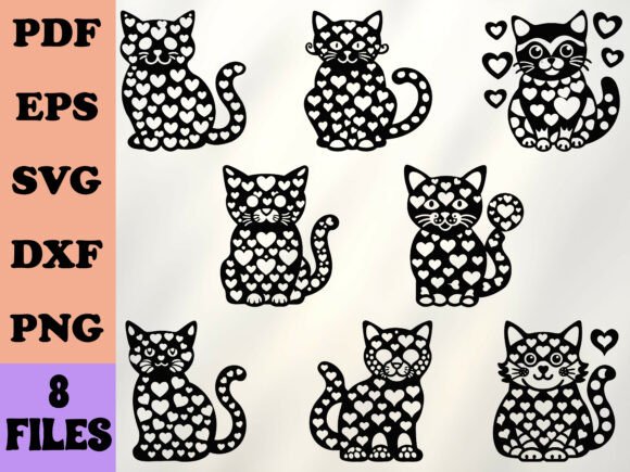 Hearts Cat Love Valentine SVG