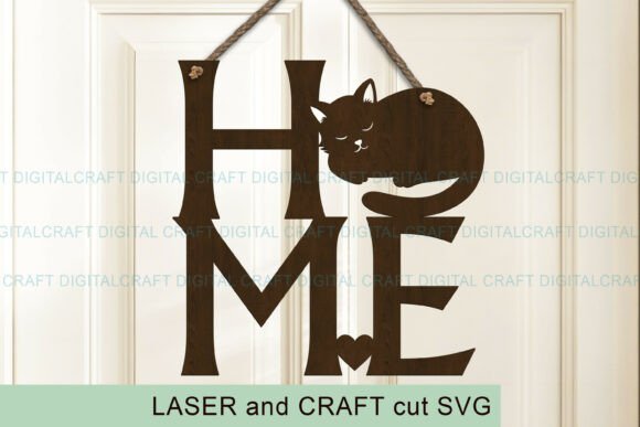Home Cat Sign SVG Laser Cut out