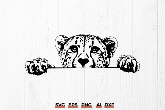 Peeking Cheetah SVG Wild Cat PNG Print