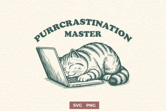Purrcrastination Master SVG Lazy Cat