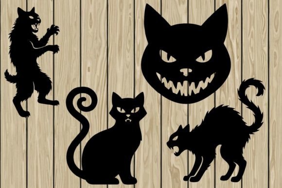 Scary Halloween Cat Silhouette SVG
