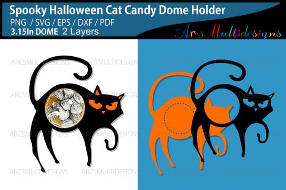 Spooky Halloween Cat Candy Dome Holder