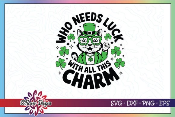 St Patrick’s Day Cat Retro Green SVG