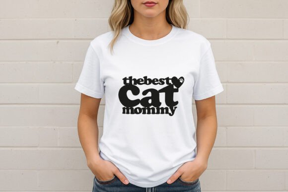 The Best Cat Mommy Paw Heart Vector SVG